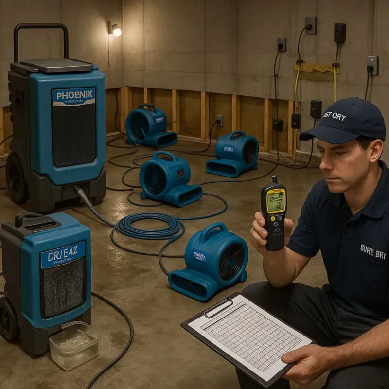 Structural Drying and Dehumidification process in Lucas Valley-Marinwood, CA